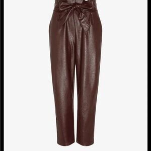 Commando Paper Bag Waist Faux Leather  Brown Women's Pants